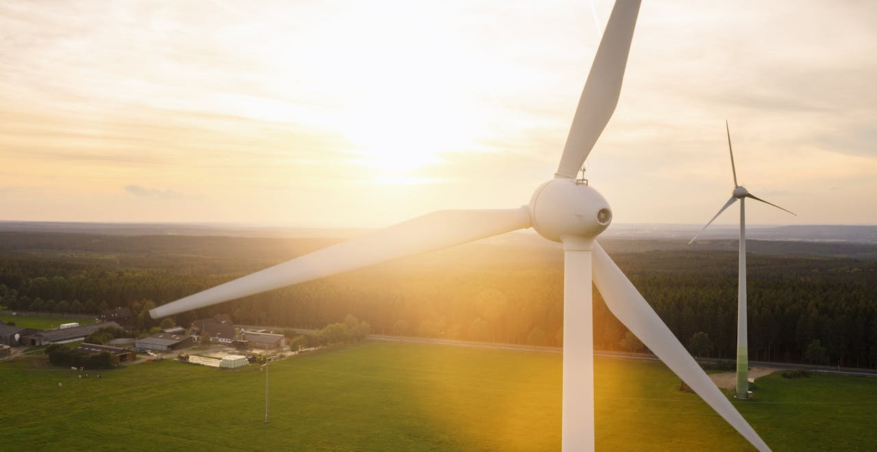 Aerial View of Wind Turbine